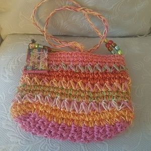 Brightly colored straw bag